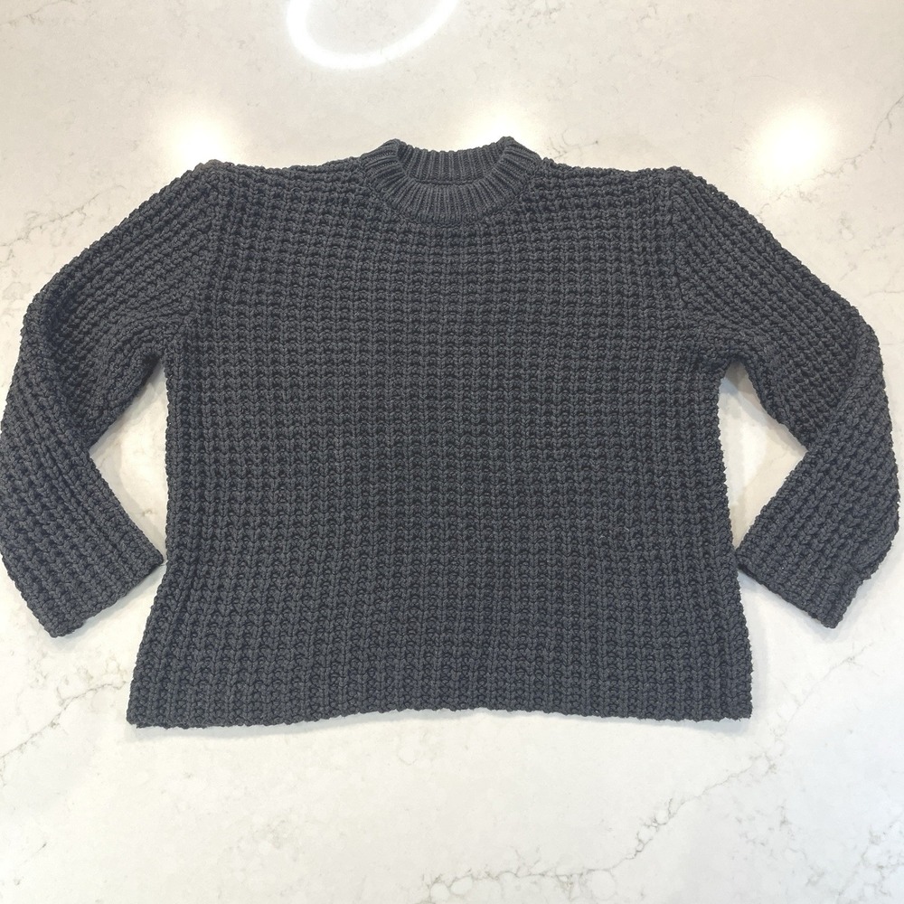 Anine Bing Chunky Knit Sweater Womens S Oversized Boxy Crewneck Gray Minimalist
